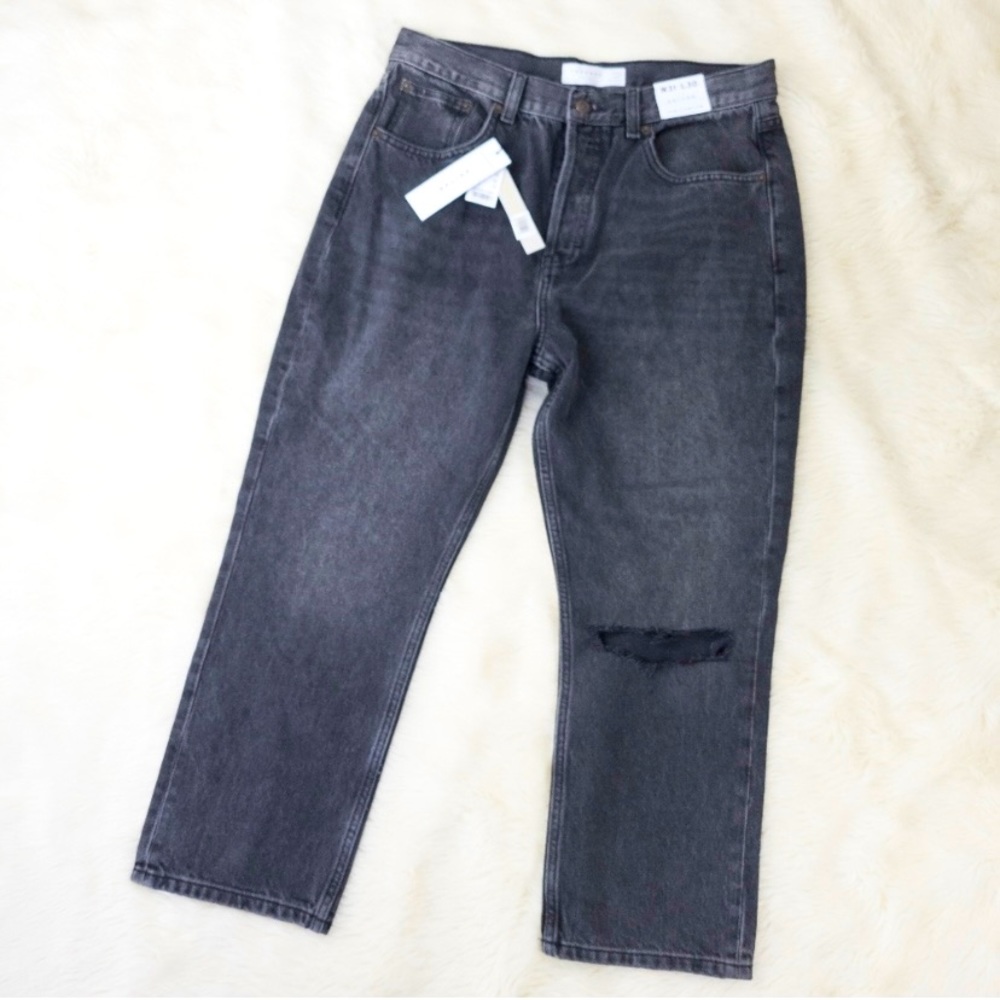 NWT TopShop Editor Rigid Straight Leg Jeans in Washed Black
